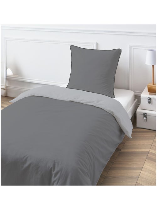 Juego de cama para cama individual en dos tonos - Kiabi