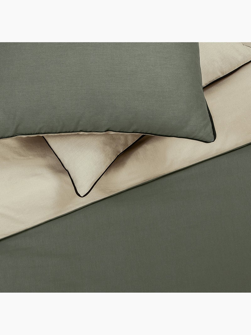 Juego de cama para cama individual en dos tonos Verde caqui - Kiabi
