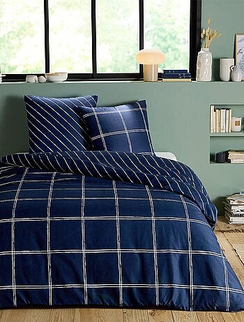 Juego de cama para dos personas con diseño de cuadros reversible
