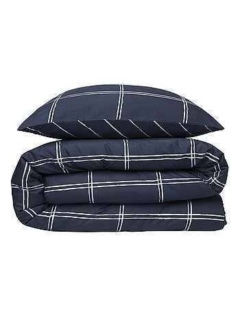 Juego de cama para dos personas con diseño de cuadros reversible