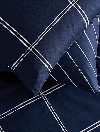 Juego de cama para dos personas con diseño de cuadros reversible