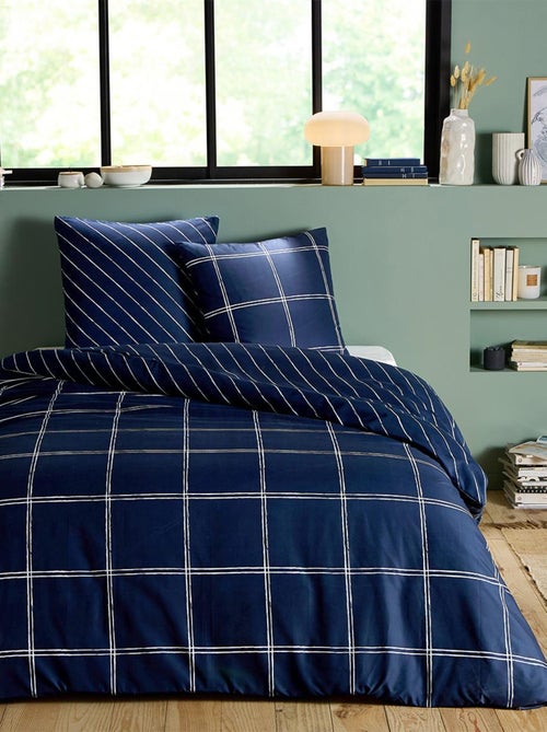 Juego de cama para dos personas con diseño de cuadros reversible - Kiabi