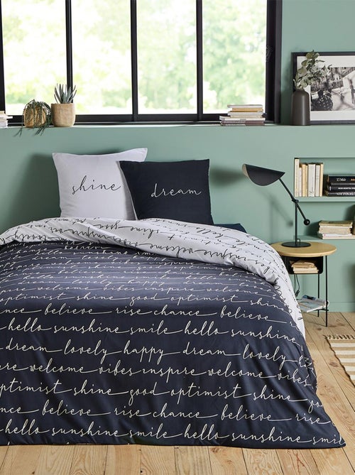 Juego de cama para dos personas con diseño reversible - Kiabi Juego de cama para dos personas con diseño reversible - Kiabi