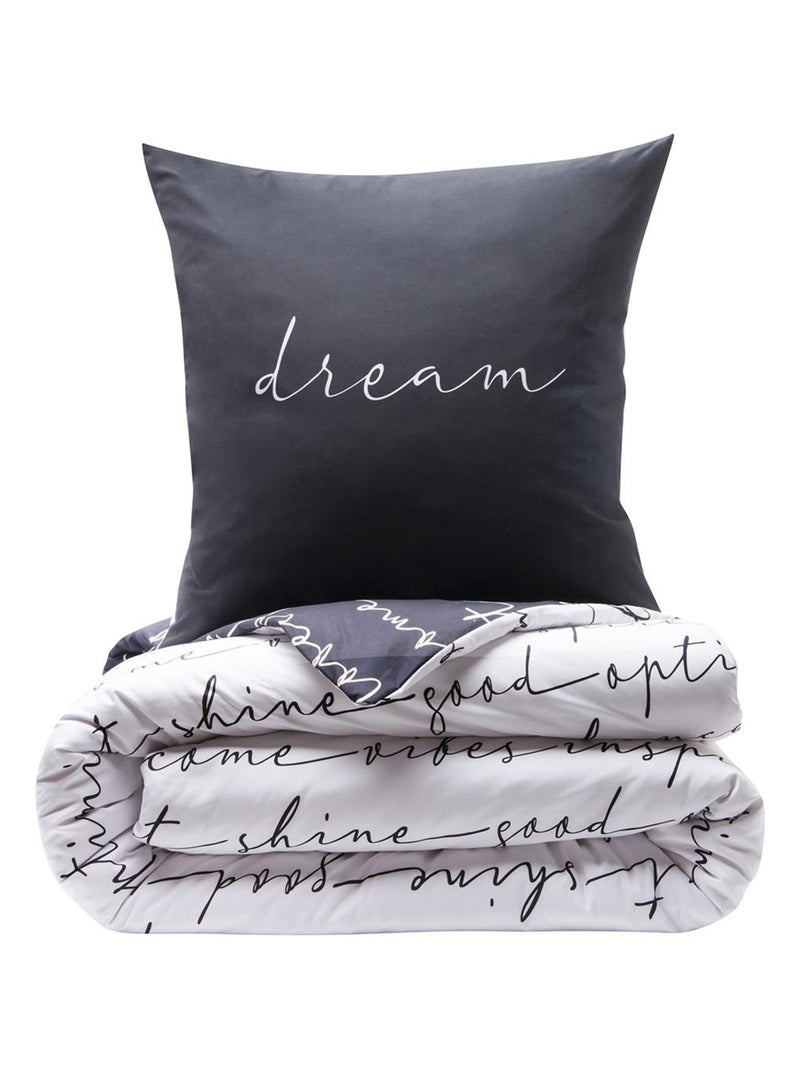 Juego de cama para dos personas con diseño reversible Negro - Kiabi