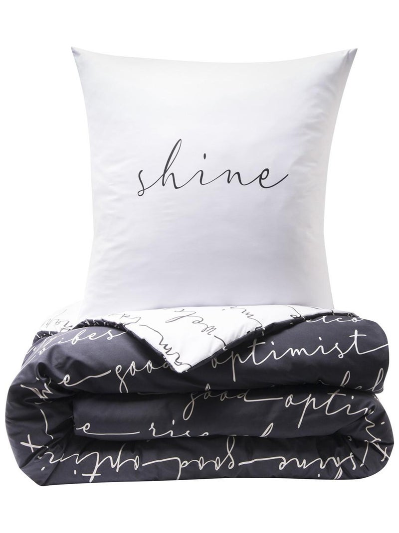 Juego de cama para dos personas con diseño reversible Negro - Kiabi