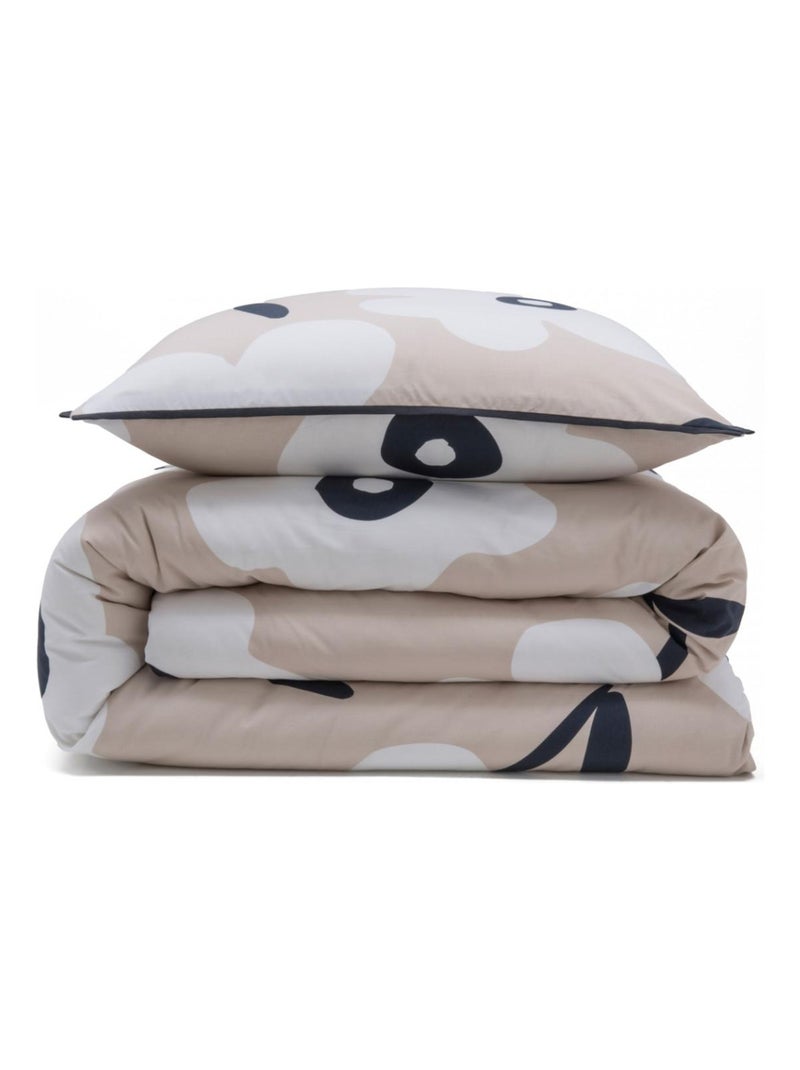 Juego de cama para dos personas con estampado de flores, de algodón Beige - Kiabi