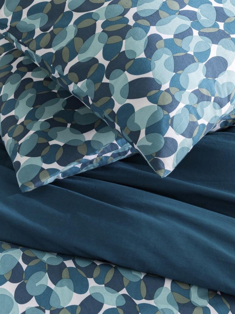 Juego de cama para dos personas con motivos geométricos, de algodón Azul petróleo - Kiabi