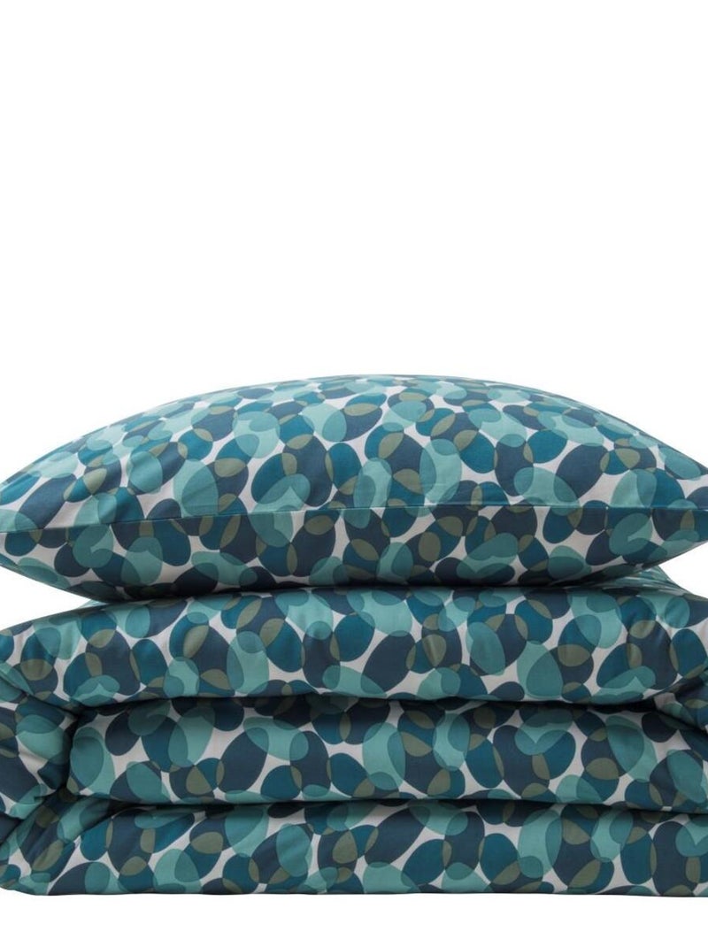 Juego de cama para dos personas con motivos geométricos, de algodón Azul petróleo - Kiabi