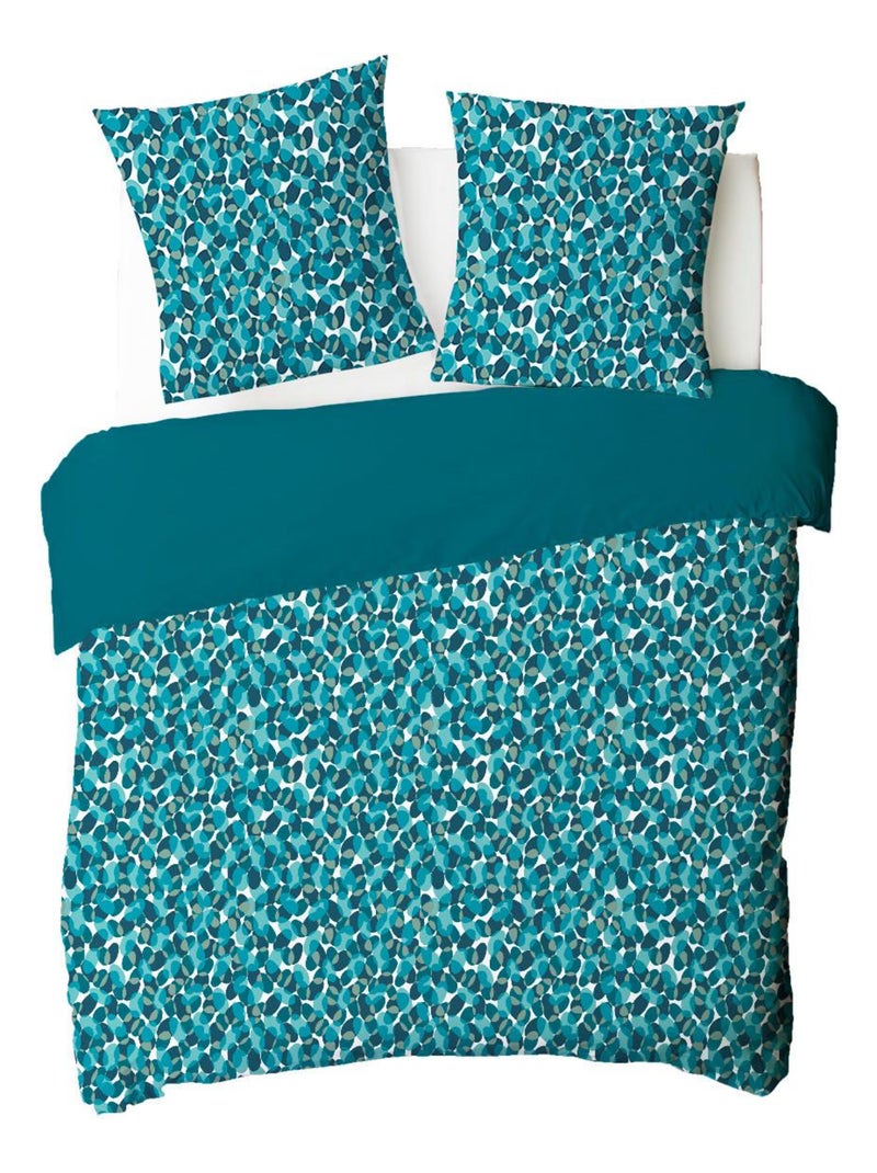 Juego de cama para dos personas con motivos geométricos, de algodón Azul petróleo - Kiabi
