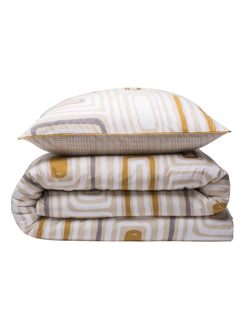 Juego de cama para dos personas con motivos geométricos, de algodón Beige - Kiabi