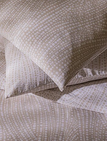 Juego de cama para dos personas de algodón con estampado beige