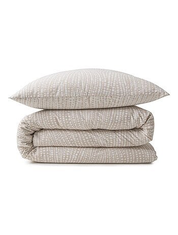 Juego de cama para dos personas de algodón con estampado beige
