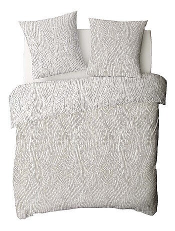 Juego de cama para dos personas de algodón con estampado beige