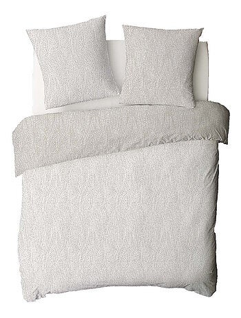 Juego de cama para dos personas de algodón con estampado beige