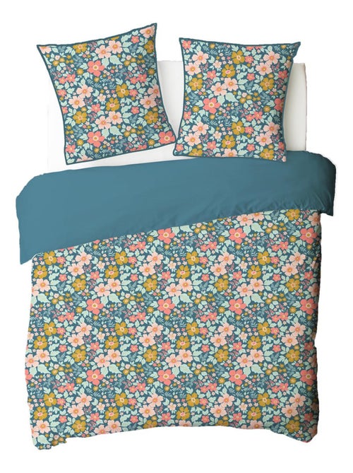 Juego de cama para dos personas de algodón estampado en azul - Kiabi Juego de cama para dos personas de algodón estampado en azul - Kiabi