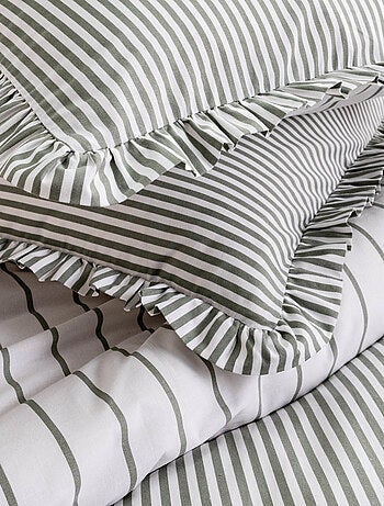 Juego de cama para dos personas de algodón estampado en blanco