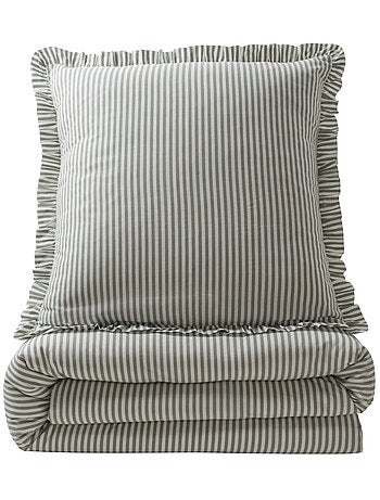 Juego de cama para dos personas de algodón estampado en blanco