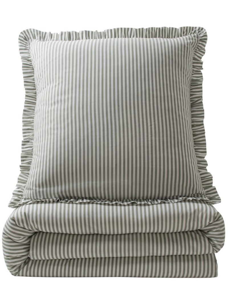Juego de cama para dos personas de algodón estampado en blanco Verde - Kiabi