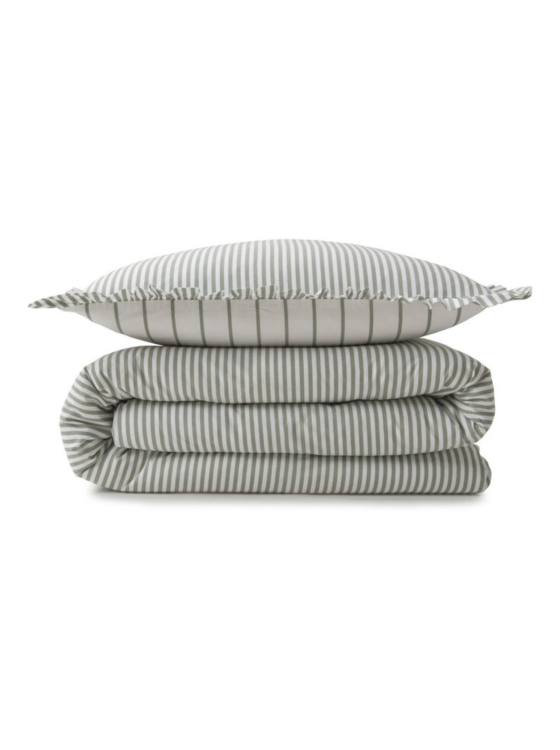 Juego de cama para dos personas de algodón estampado en blanco Verde - Kiabi