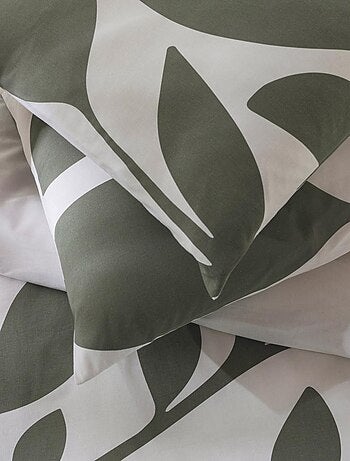Juego de cama para dos personas de algodón estampado en verde
