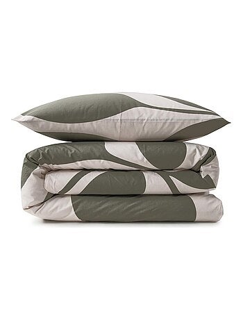 Juego de cama para dos personas de algodón estampado en verde