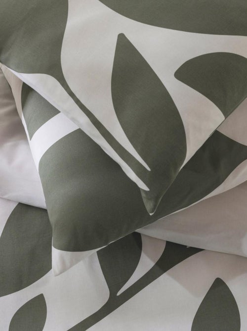 Juego de cama para dos personas de algodón estampado en verde - Kiabi Juego de cama para dos personas de algodón estampado en verde - Kiabi