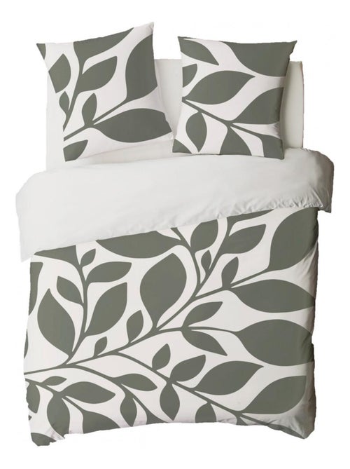 Juego de cama para dos personas de algodón estampado en verde - Kiabi Juego de cama para dos personas de algodón estampado en verde - Kiabi