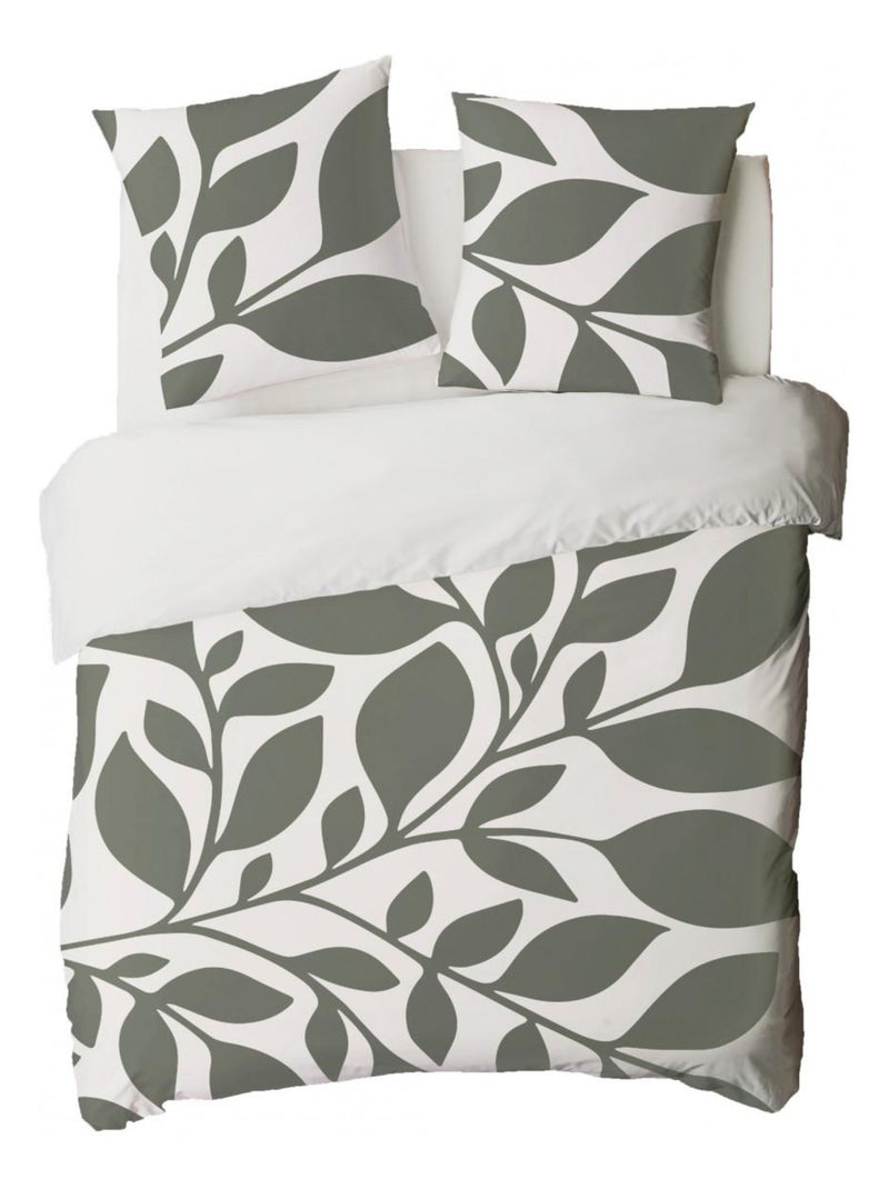 Juego de cama para dos personas de algodón estampado en verde Verde - Kiabi