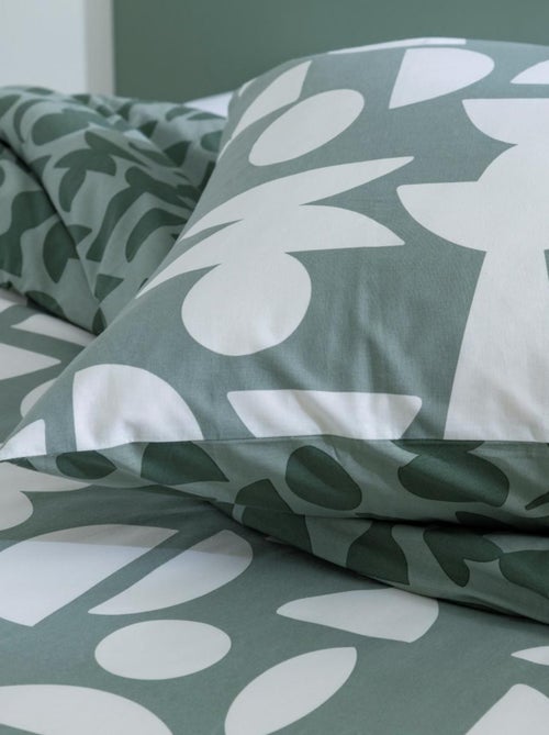 Juego de cama para dos personas de algodón estampado en verde - Kiabi Juego de cama para dos personas de algodón estampado en verde - Kiabi