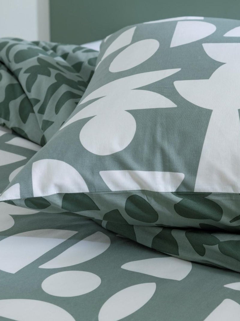 Juego de cama para dos personas de algodón estampado en verde Verde - Kiabi