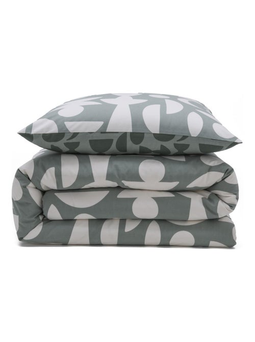 Juego de cama para dos personas de algodón estampado en verde - Kiabi Juego de cama para dos personas de algodón estampado en verde - Kiabi
