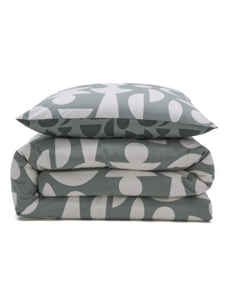 Juego de cama para dos personas de algodón estampado en verde Verde - Kiabi