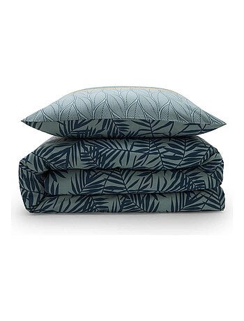 Juego de cama para dos personas de algodón estampado en verde