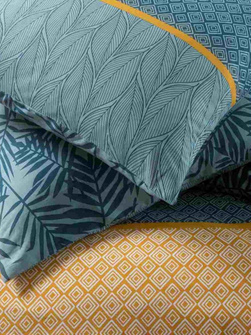 Juego de cama para dos personas de algodón estampado en verde - Kiabi Juego de cama para dos personas de algodón estampado en verde - Kiabi