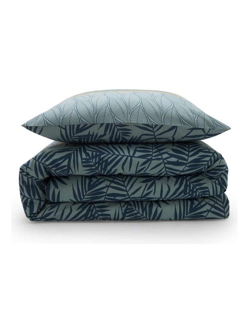 Juego de cama para dos personas de algodón estampado en verde - Kiabi Juego de cama para dos personas de algodón estampado en verde - Kiabi