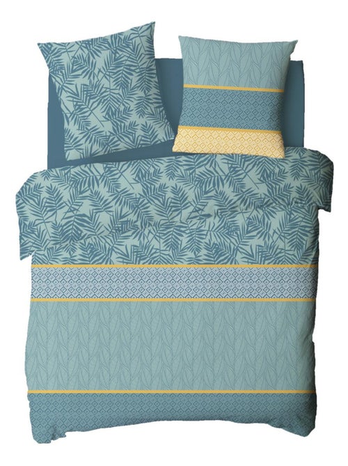 Juego de cama para dos personas de algodón estampado en verde - Kiabi Juego de cama para dos personas de algodón estampado en verde - Kiabi