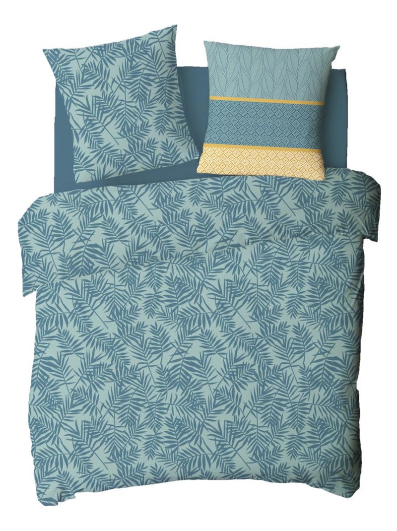 Juego de cama para dos personas de algodón estampado en verde Verde - Kiabi