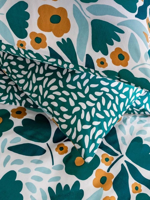 Juego de cama para dos personas en algodón estampado floral reversible - Kiabi Juego de cama para dos personas en algodón estampado floral reversible - Kiabi