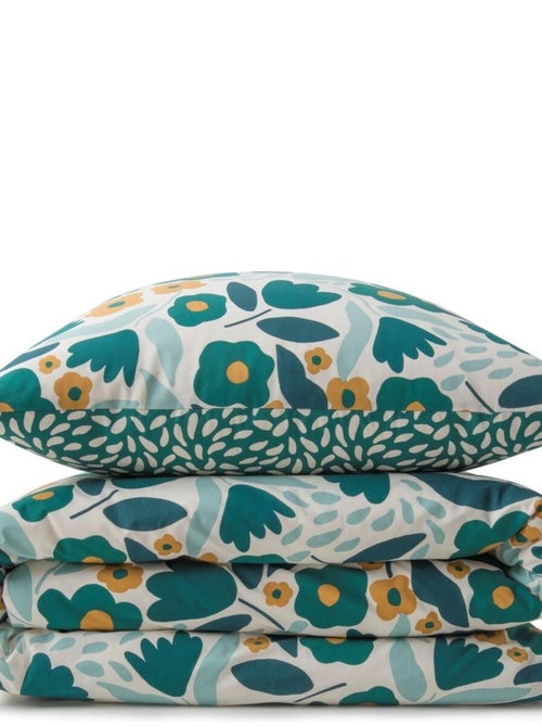 Juego de cama para dos personas en algodón estampado floral reversible - Kiabi Juego de cama para dos personas en algodón estampado floral reversible - Kiabi