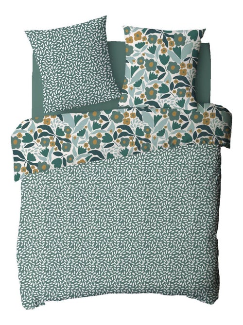 Juego de cama para dos personas en algodón estampado floral reversible - Kiabi Juego de cama para dos personas en algodón estampado floral reversible - Kiabi