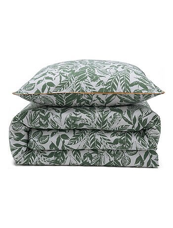 Juego de cama para dos personas, estilo tropical, reversible y liso