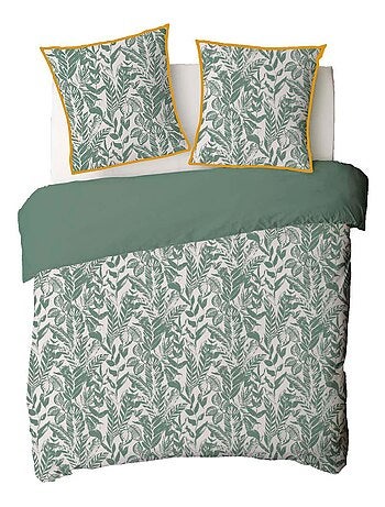 Juego de cama para dos personas, estilo tropical, reversible y liso