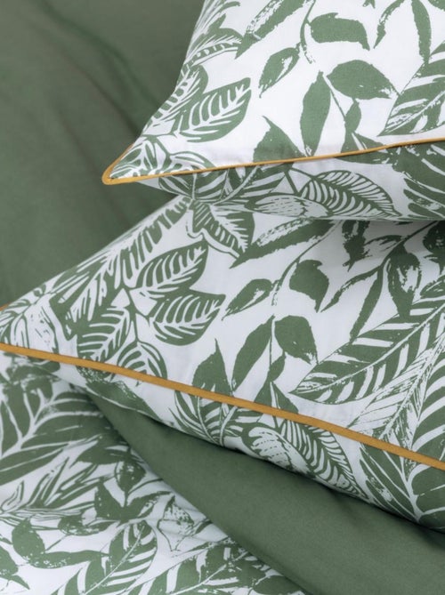 Juego de cama para dos personas, estilo tropical, reversible y liso - Kiabi
