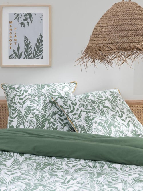 Juego de cama para dos personas, estilo tropical, reversible y liso - Kiabi