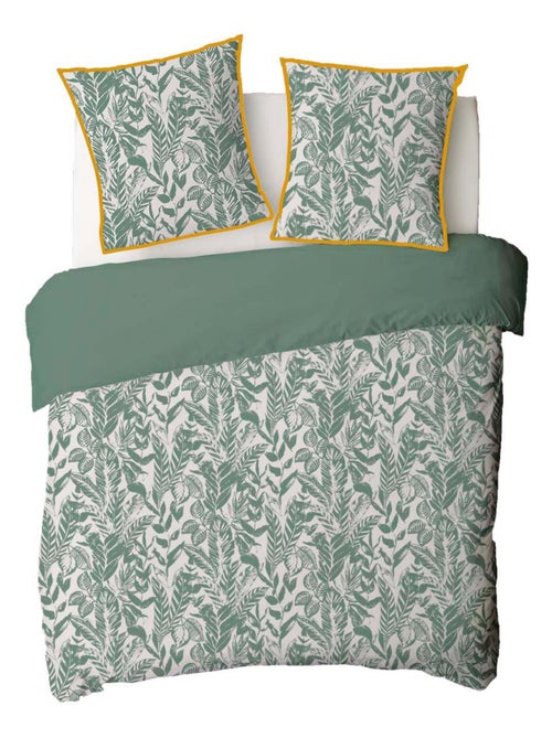 Juego de cama para dos personas, estilo tropical, reversible y liso - Kiabi