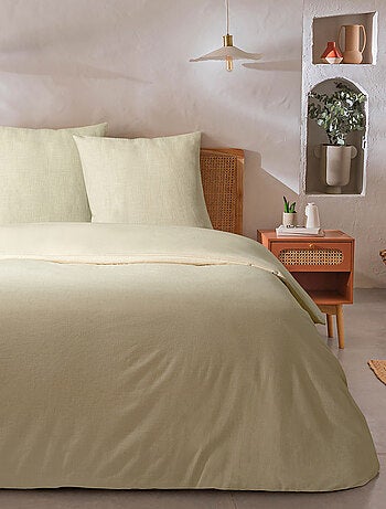 Juego de cama para dos personas, liso, efecto lino