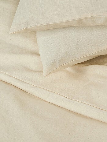 Juego de cama para dos personas, liso, efecto lino