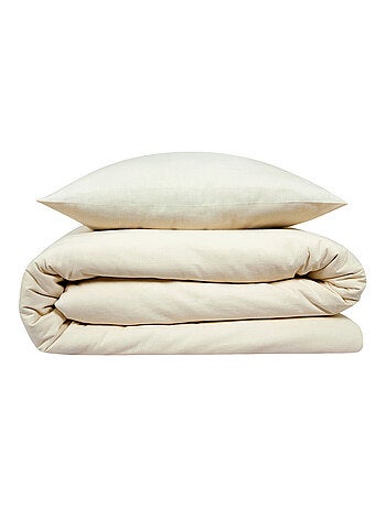 Juego de cama para dos personas, liso, efecto lino