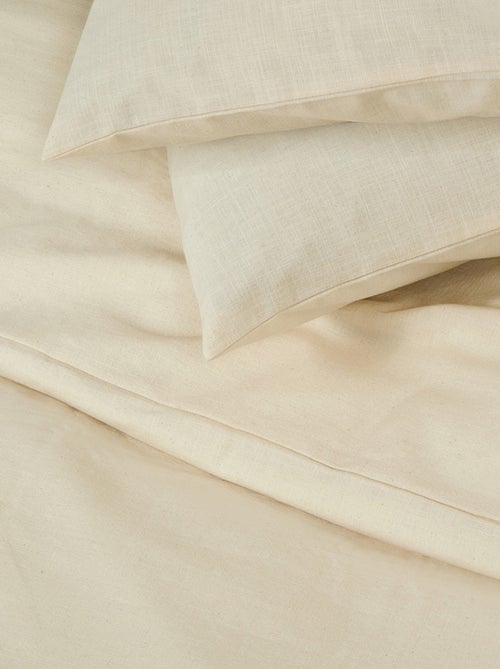 Juego de cama para dos personas, liso, efecto lino - Kiabi Juego de cama para dos personas, liso, efecto lino - Kiabi