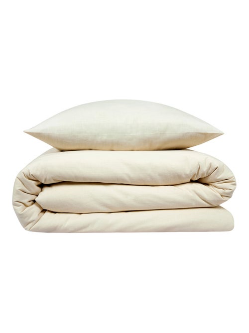 Juego de cama para dos personas, liso, efecto lino - Kiabi Juego de cama para dos personas, liso, efecto lino - Kiabi